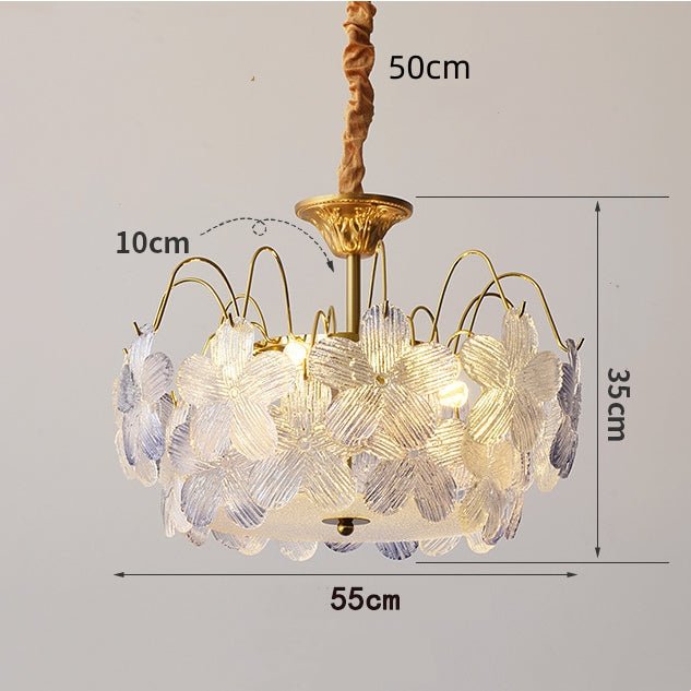 Vintage flower chandelier made of stained glass for the living room