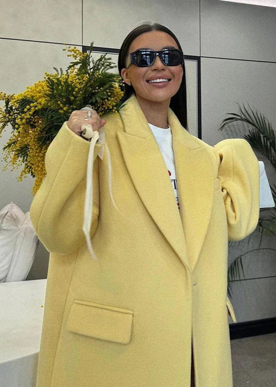 Women's Overcoat | Yellow | Oversized Fit | Soft Fabric