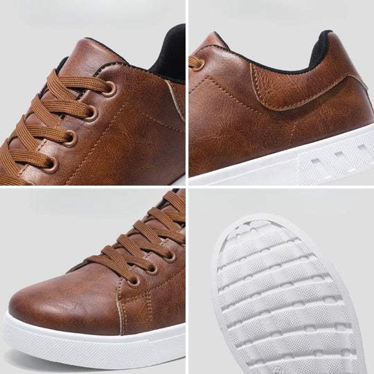 Men's Low Casual Sneakers with Lace-Up Closure and White Sole