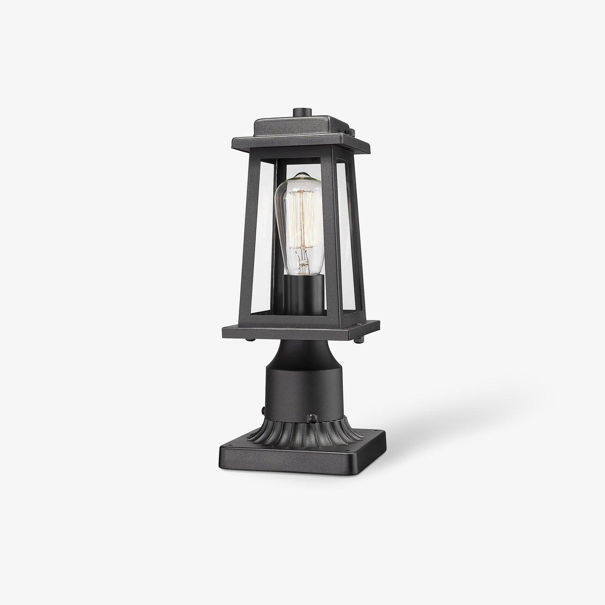 Outdoor Lantern Post Light Black Metal Glass Garden Lamp | E26/E27 Base | IP44 Weather Resistant | Classic Exterior Lighting