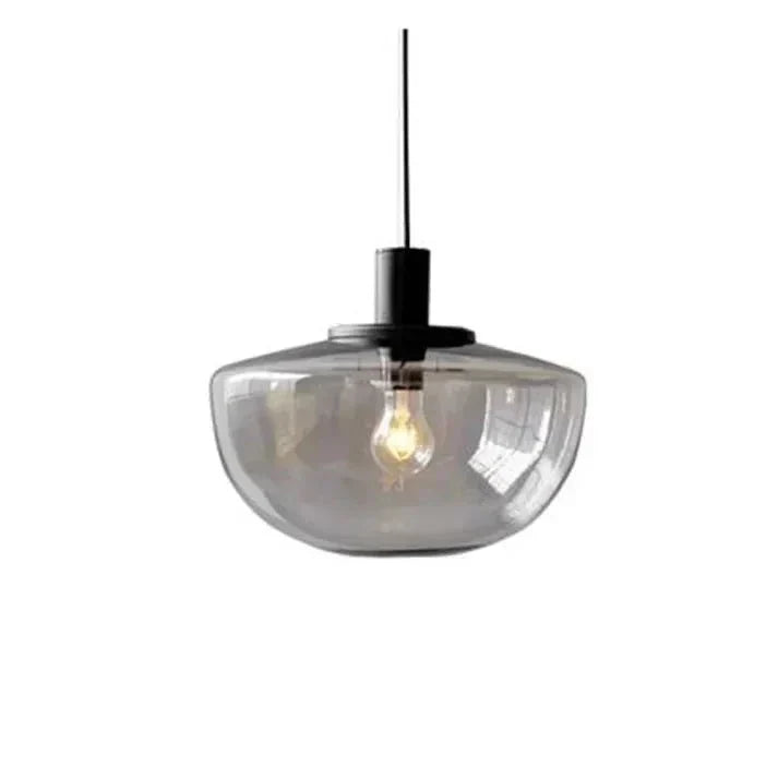Modern Globe Glass Pendant Lamp Minimalist Design | E27 Ceiling Light Fixture | Metal Frame | Adjustable Hanging | 22–35cm