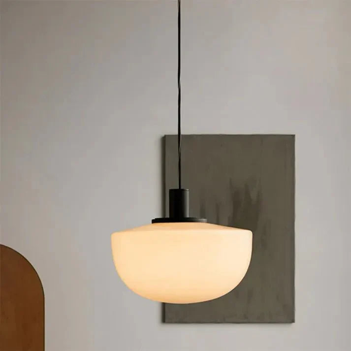 Modern Globe Glass Pendant Lamp Minimalist Design | E27 Ceiling Light Fixture | Metal Frame | Adjustable Hanging | 22–35cm