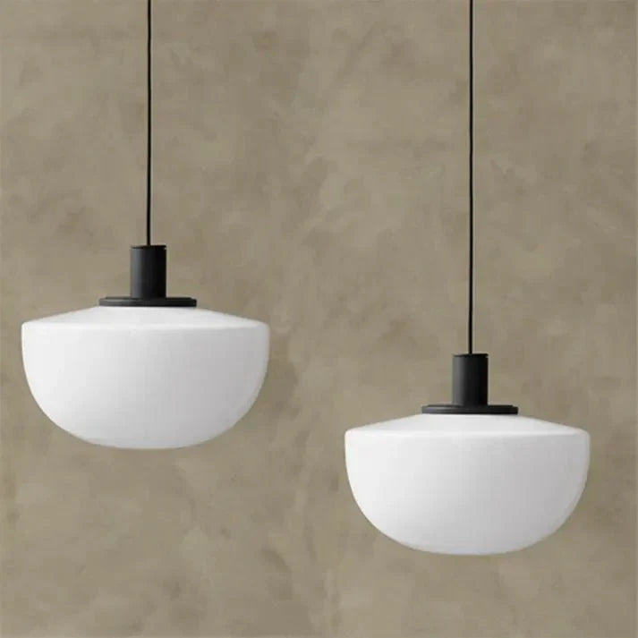 Modern Globe Glass Pendant Lamp Minimalist Design | E27 Ceiling Light Fixture | Metal Frame | Adjustable Hanging | 22–35cm