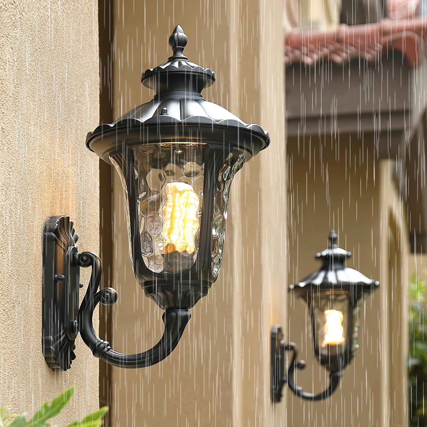 Verenia Retro Outdoor Wall Lamp IP65 | Waterproof Matte Glass Facade Light | E27 LED Black