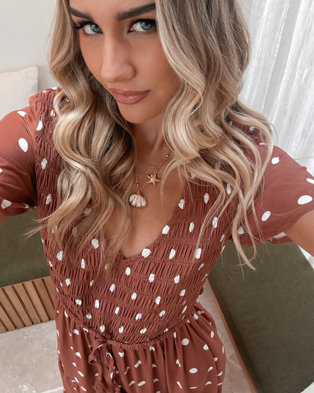 Women's | Midaxi Dress | V-neck | Flutter Sleeves | Smock Bustier | Waistband | Layered Skirt