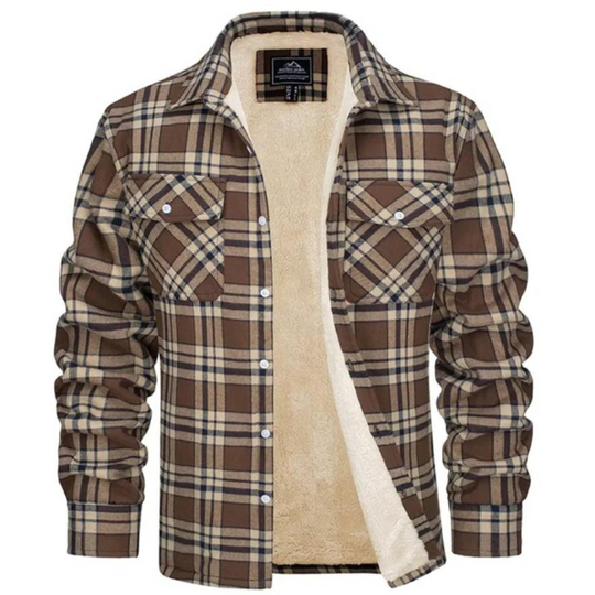 Men's Checked Bomber Jacket | Warm Lined Interior | Snap Closure