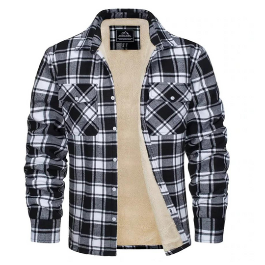 Men's Checked Bomber Jacket | Warm Lined Interior | Snap Closure
