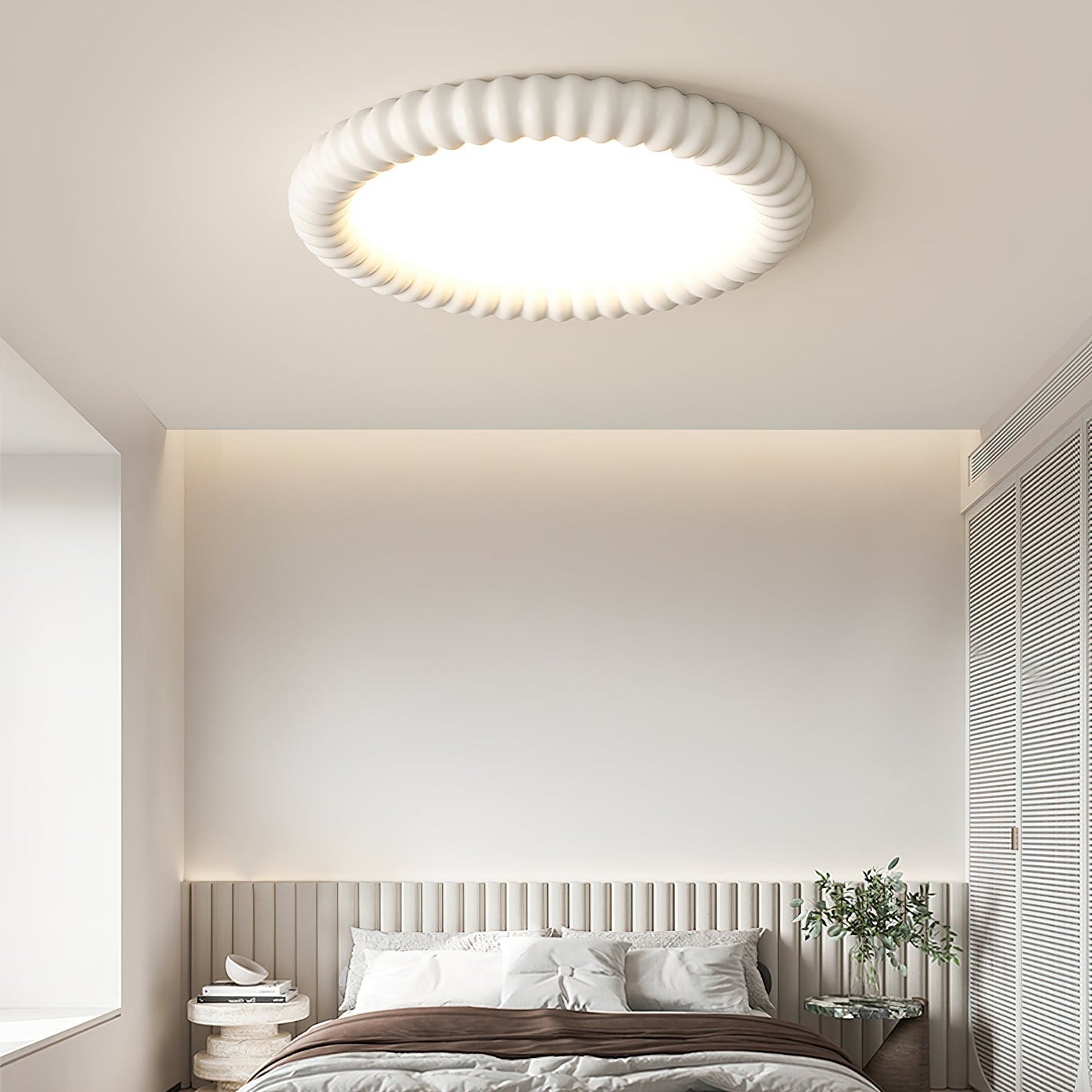 Ripple Halo Ceiling Lamp Modern LED Flush Mount Light | Adjustable Color Temperature | Minimalist Round Ceiling Fixture Bedroom Living Room