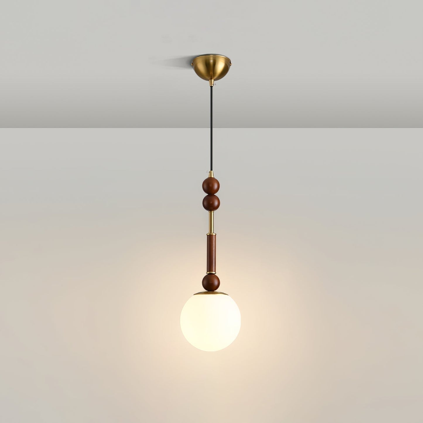 Roma Pendant Lamp Vintage European Ceiling Light | Wood Brass Glass Fabric Design | E26 E27 Compatible | Dining Living Room Lighting