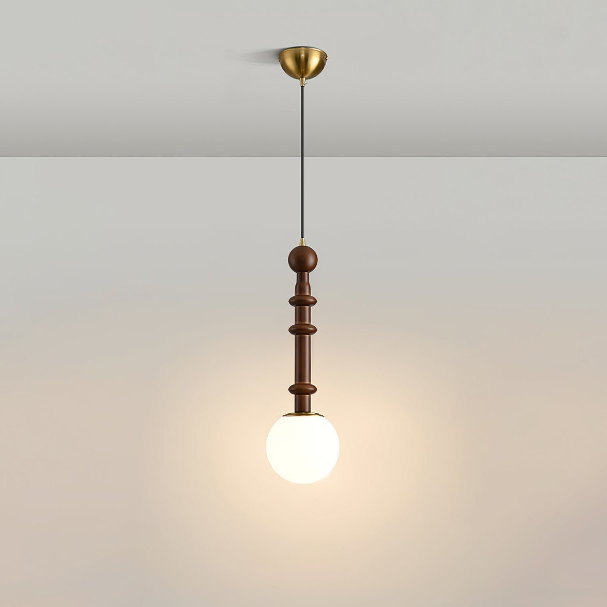 Roma Pendant Lamp Vintage European Ceiling Light | Wood Brass Glass Fabric Design | E26 E27 Compatible | Dining Living Room Lighting