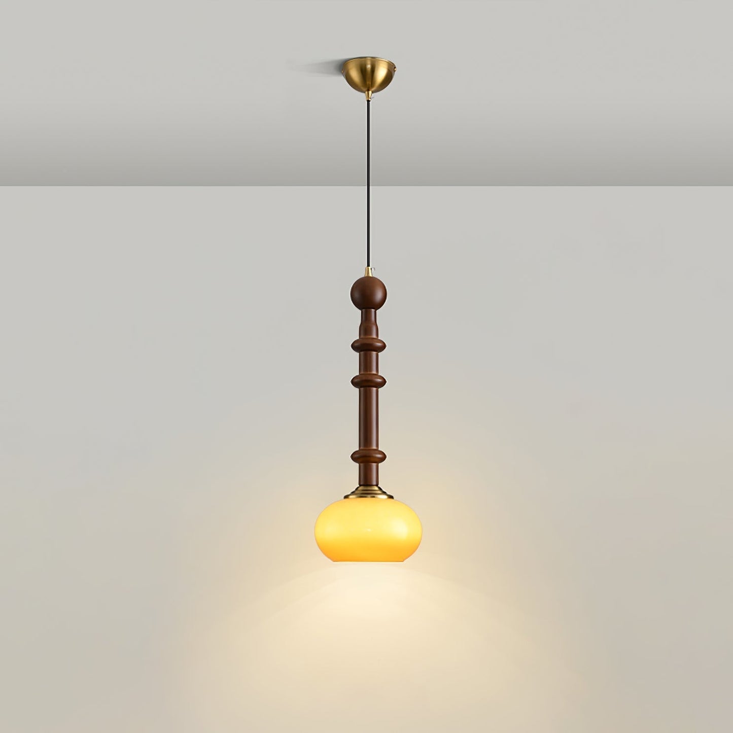 Roma Pendant Lamp Vintage European Ceiling Light | Wood Brass Glass Fabric Design | E26 E27 Compatible | Dining Living Room Lighting