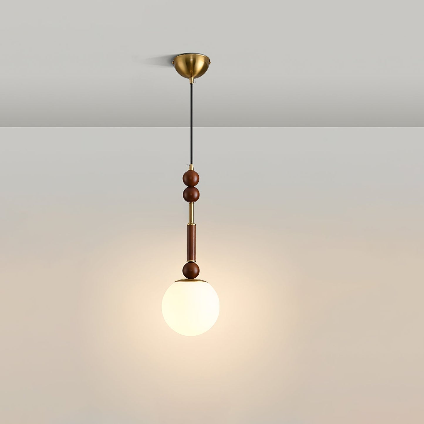 Roma Pendant Lamp Vintage European Ceiling Light | Wood Brass Glass Fabric Design | E26 E27 Compatible | Dining Living Room Lighting