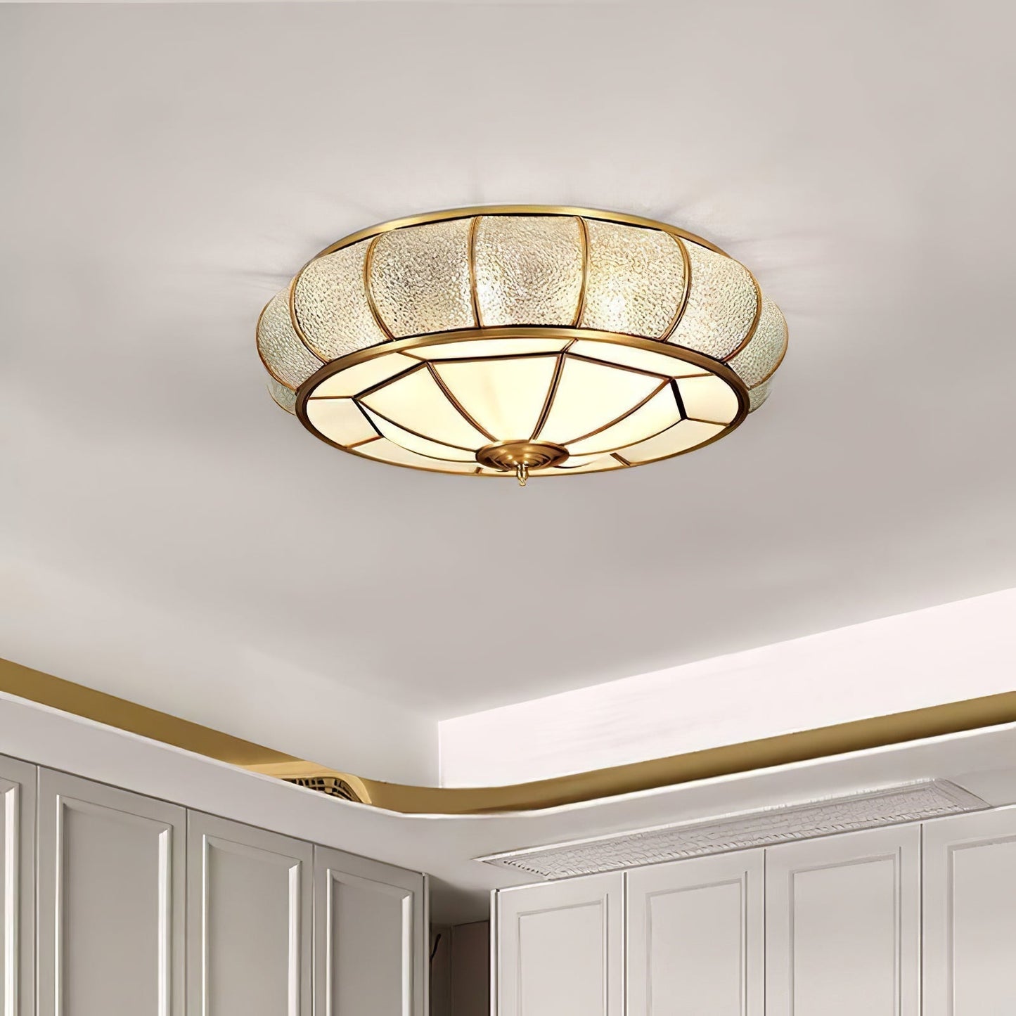 Round Glass Ceiling Lamp with Texture