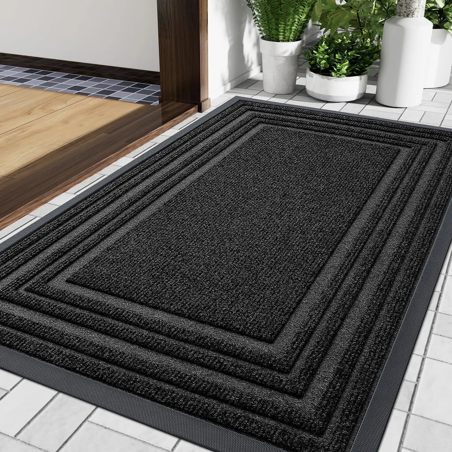 Aurelius Low Profile Door Mat | Non-Slip Natural Rubber Entrance Mat | Heavy-Duty Indoor & Outdoor Doormat