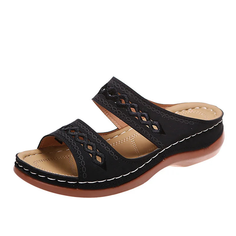 Women's Orthopedic Slip-On Sandals with Embroidery