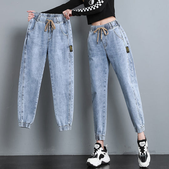 Fashionable Women's Jeans with Tie Belt