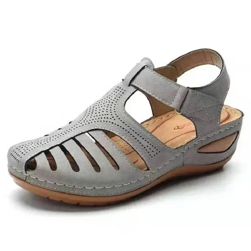 Women's orthopedic sandals with perforated leather