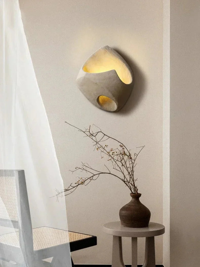 Art Deco Cement Style Wall Lamp for Interior Spaces | Sculptural Design | G4 LED Light | Resin Build | Modern Industrial Lighting
