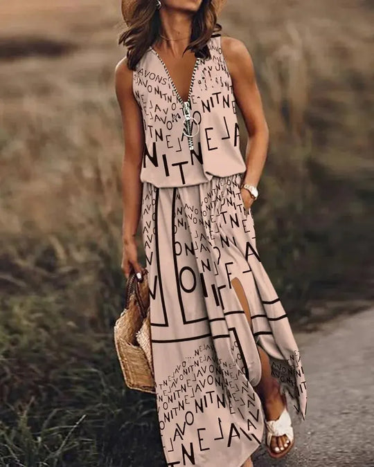 Airy Summer Maxi Dress without Sleeves