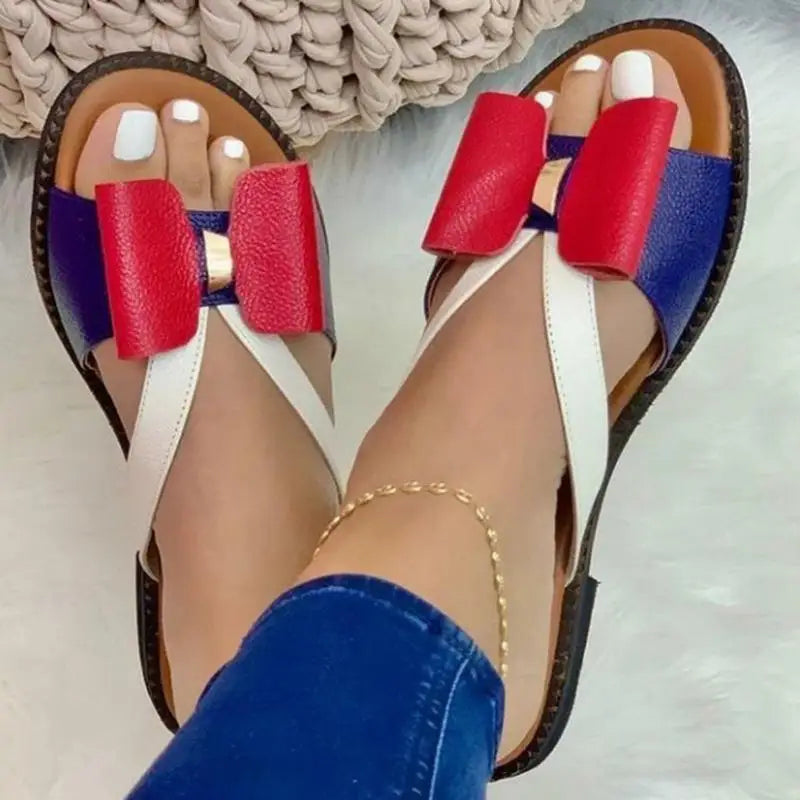 Colorful Women's Sandals with Decorative Bows