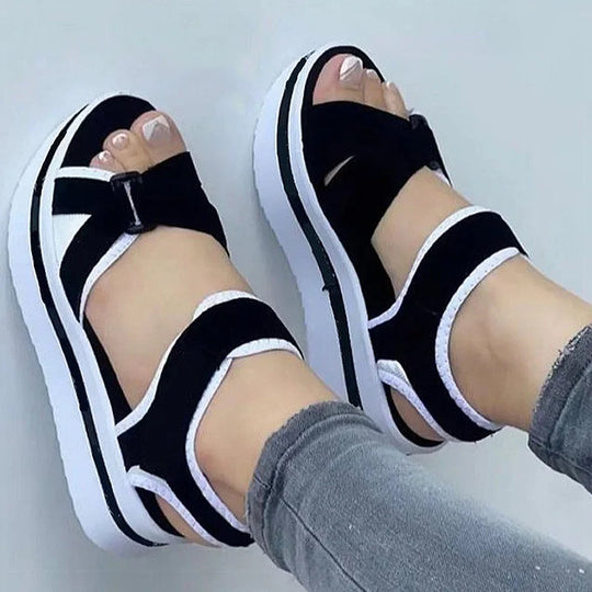 Women's Platform Sandals with Crossing Straps