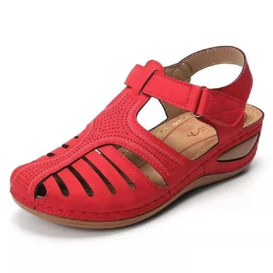 Women's orthopedic sandals with perforated leather