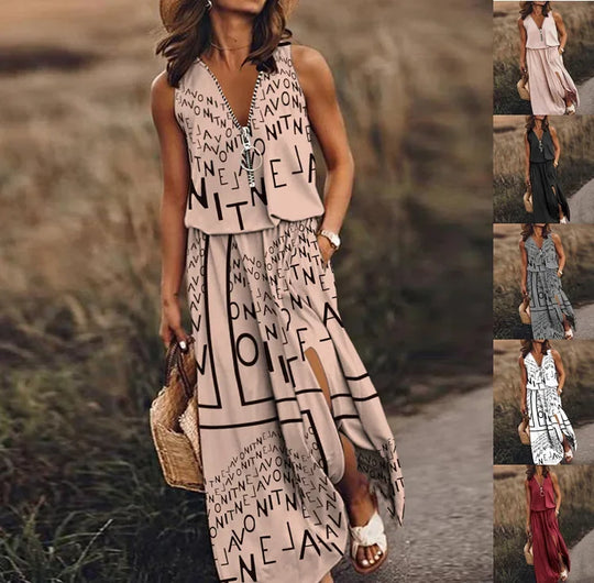 Airy Summer Maxi Dress without Sleeves