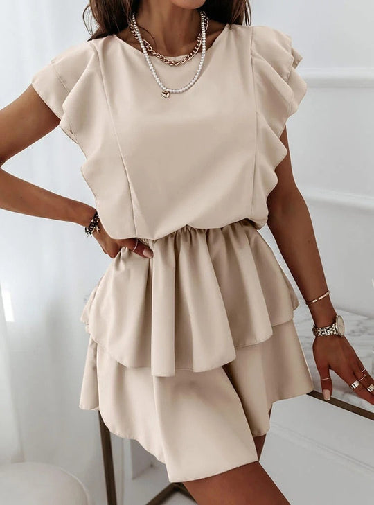 Dress with Ruffles and Puff Sleeves