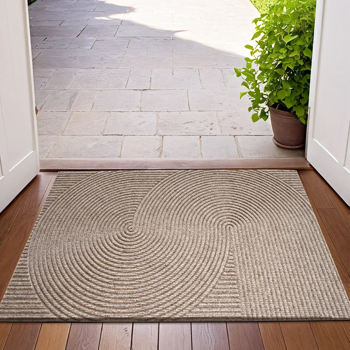 Nivara 3D Groove Door Mat | Non-Slip Polyester Entrance Rug | Durable Indoor & Outdoor Dirt Trap Mat
