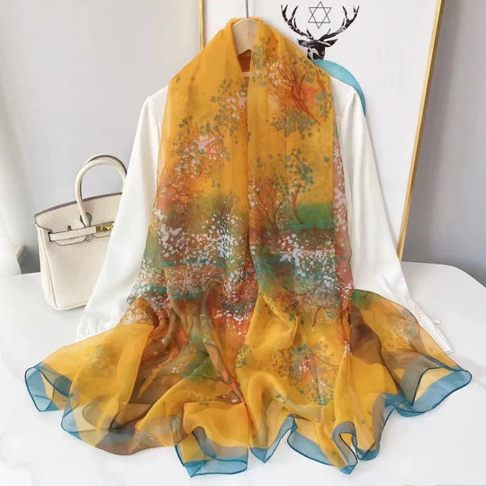 Lightweight Scarf with Landscape Motif for Women | Ideal for Spring and Summer