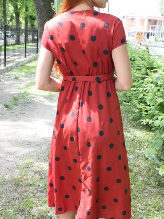 Midi Dress with Dots and Waistband