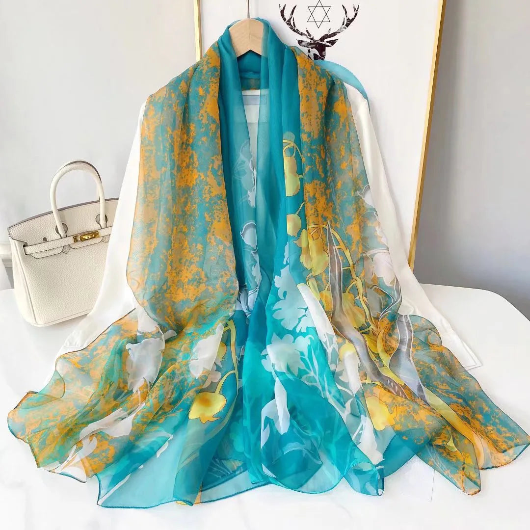 Lightweight Scarf with Landscape Motif for Women | Ideal for Spring and Summer