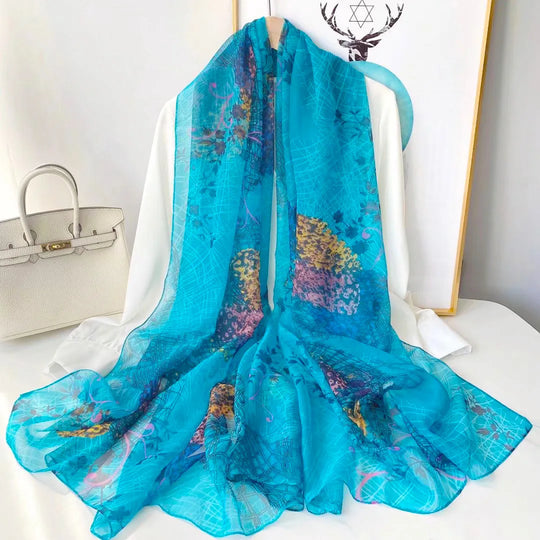 Lightweight Scarf with Landscape Motif for Women | Ideal for Spring and Summer