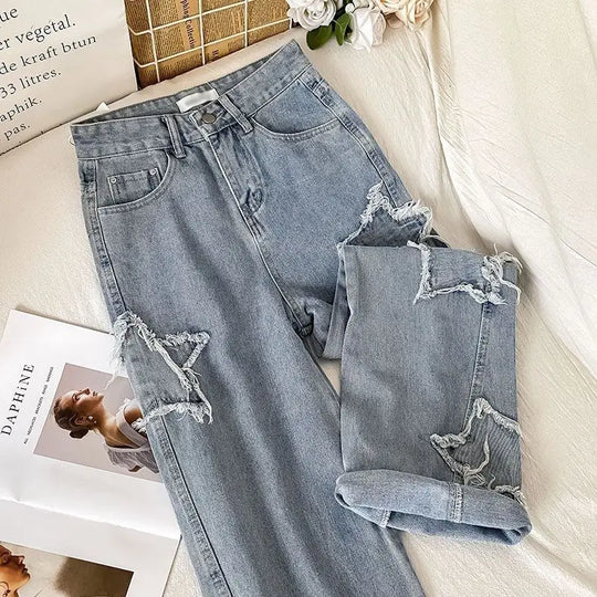 Women's jeans with star patches