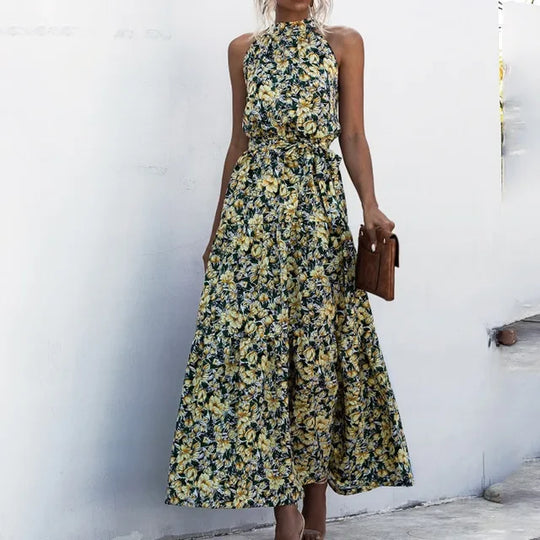 Women's Summer Maxi Dress with Floral Pattern