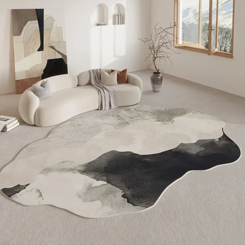Enna Retro Area Rug | Soft Irregular Shaped Non-Slip Carpet | Modern Living Room & Bedroom Floor Rug