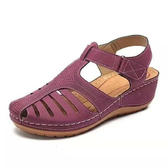 Women's orthopedic sandals with perforated leather
