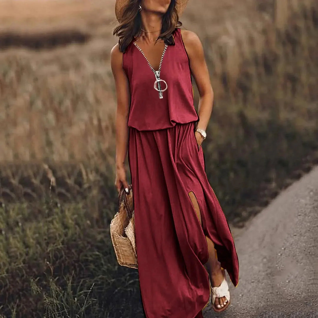 Airy Summer Maxi Dress without Sleeves