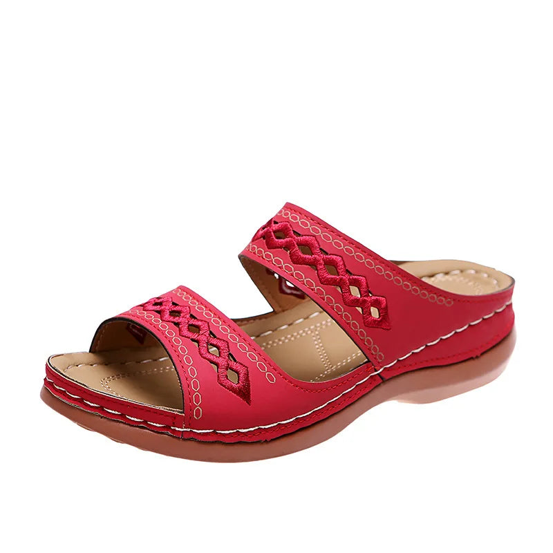 Women's Orthopedic Slip-On Sandals with Embroidery