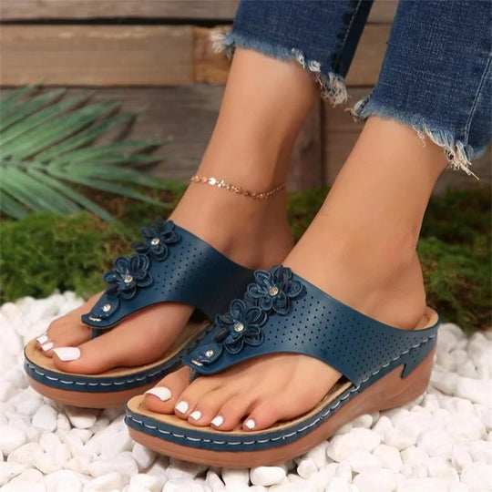 Women's Comfortable Orthopedic Sandals with Flower Detail