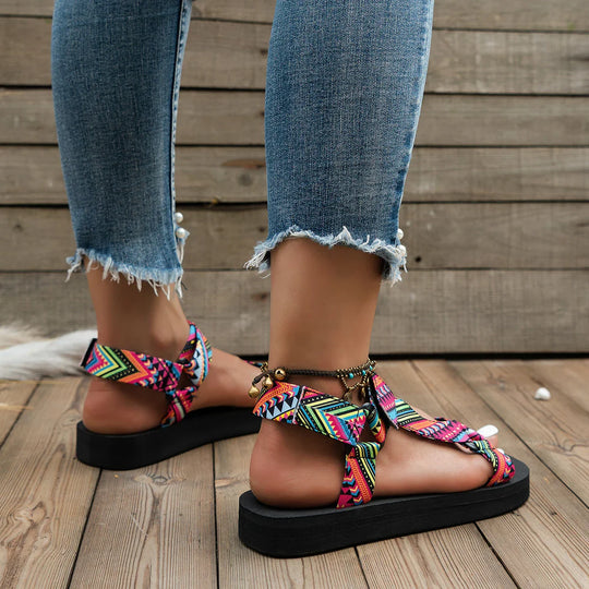 Colorful women's sandal in ethnic style