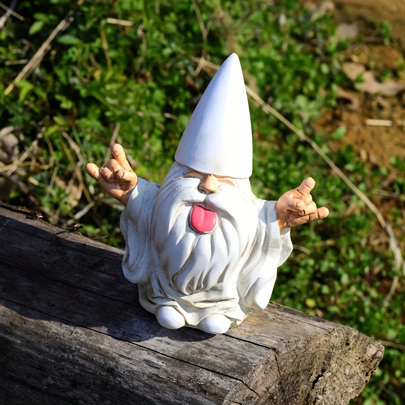Trollvig Rocka Tuinbeeldje | Rocker Sculptuur met Elektrische Gitaar | Weerbestendig Hars | Buitendecoratie Accent | Tuin Terras Balkon