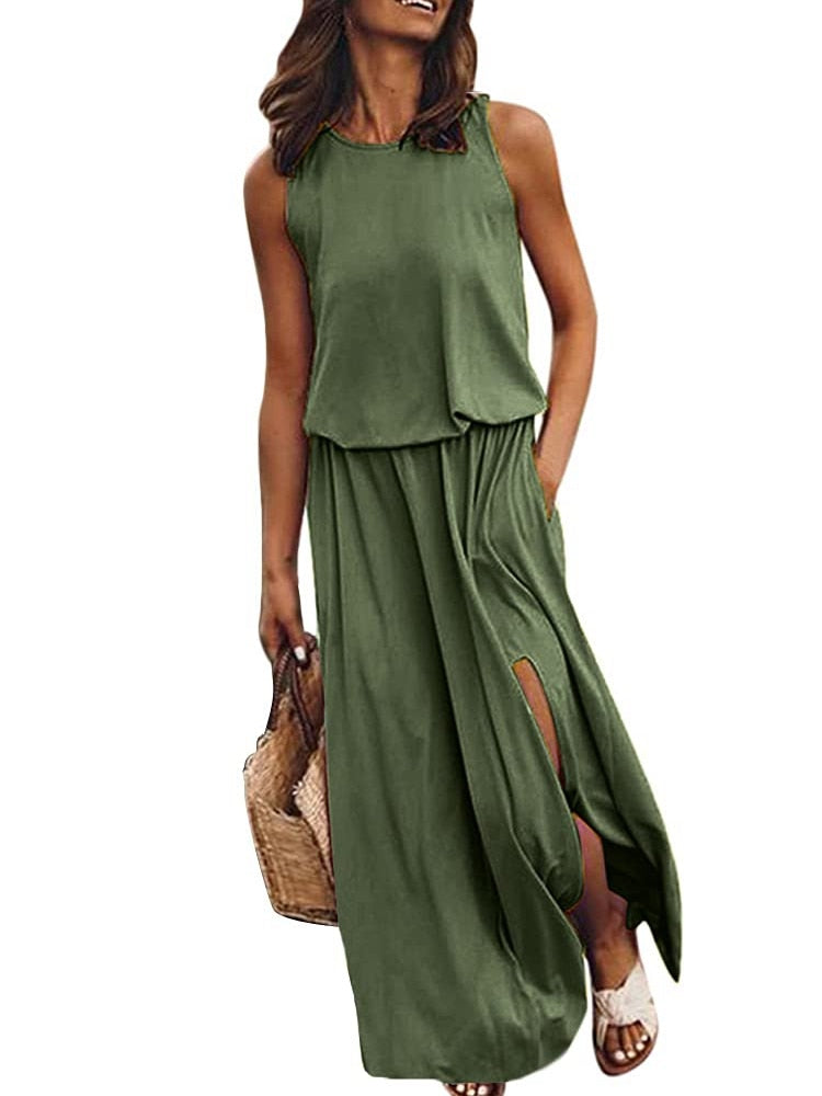 Summer maxi dress without sleeves