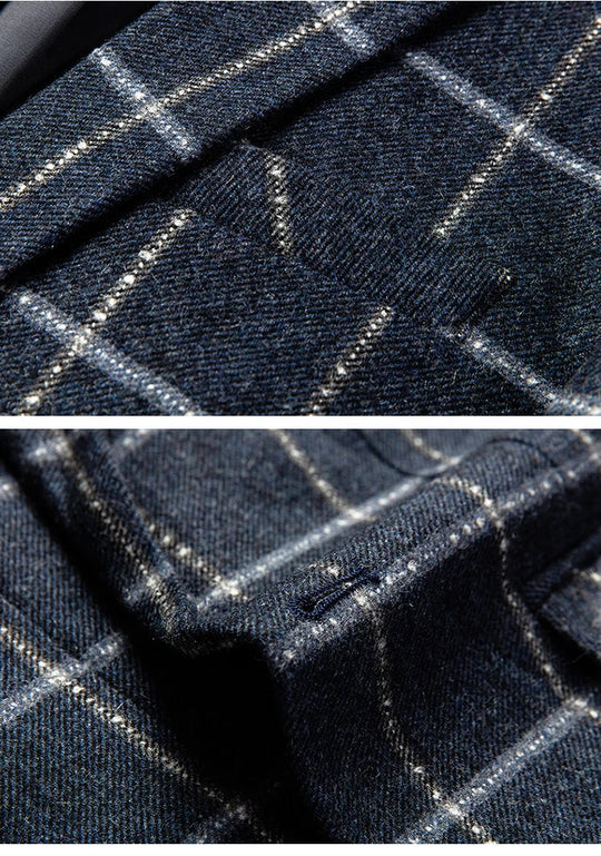 Milano | Elegant Checked Blazer in Dark Blue