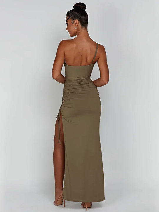 Women's Maxi Dress One Shoulder with Asymmetrical Splits