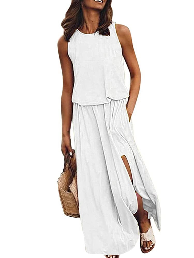Summer maxi dress without sleeves