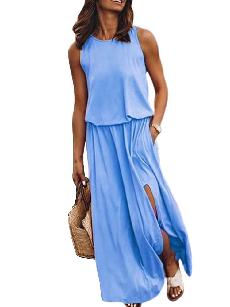 Summer maxi dress without sleeves