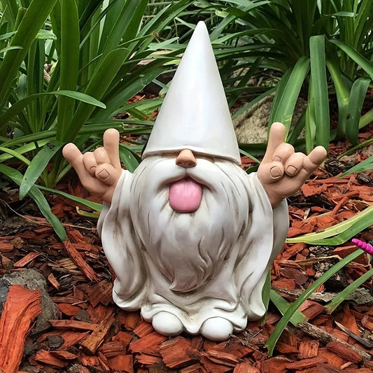 Trollvig Rocka Tuinbeeldje | Rocker Sculptuur met Elektrische Gitaar | Weerbestendig Hars | Buitendecoratie Accent | Tuin Terras Balkon