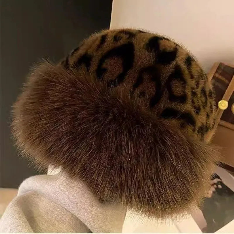 Leopard Pattern Hat with Soft Brim for Adults | Ideal for Winter