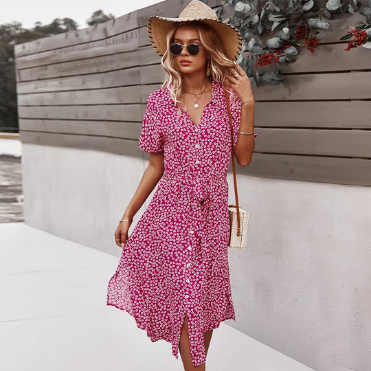 Summer midi dress with floral print